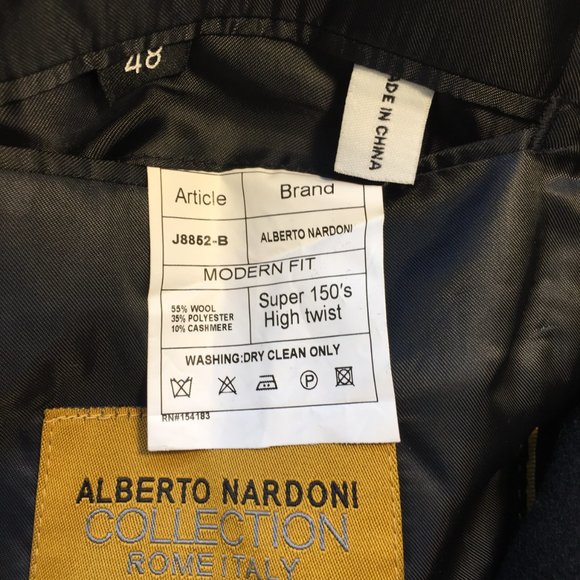 Alberto Nardoni Black Wool Blend Tuxedo Coat/Topcoat 48 NWT - Picture 2 of 8